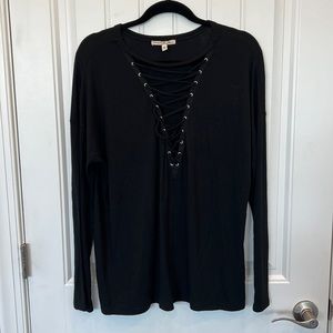 Express lace up black top size medium